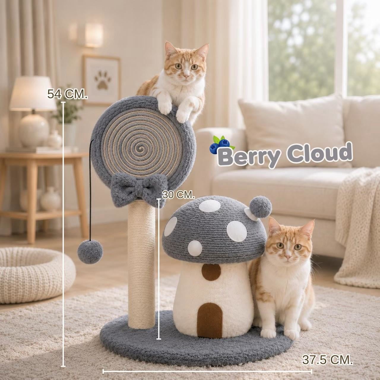 เสาลับเล็บแมวพร้อมของเล่น PETELLE รุ่น CANDY SERIES สีเทา_1